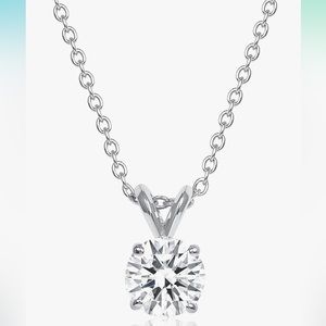 3 Carat Round Moissanite Solitaire Pendant Necklace in 14k Gold